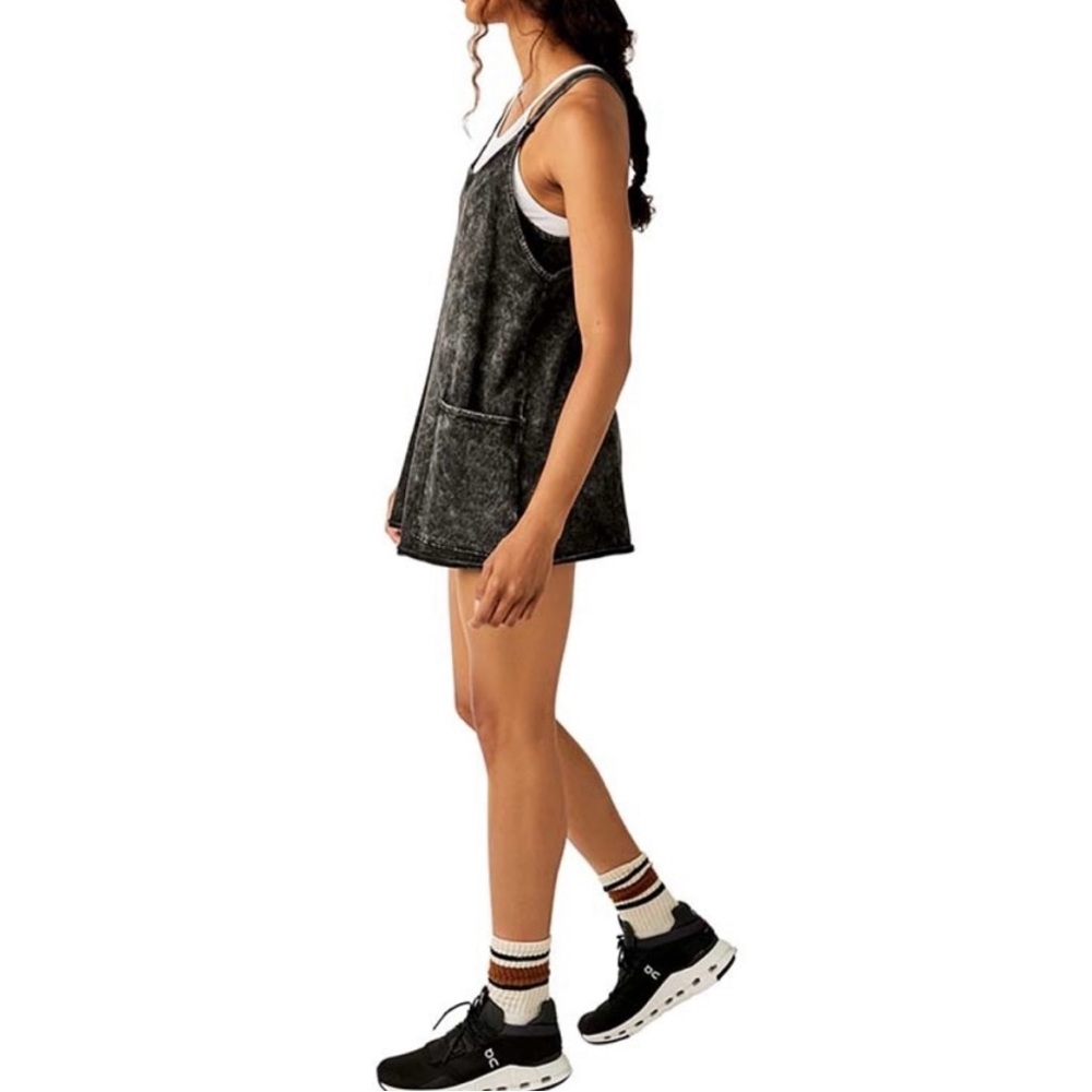 Free People Hot Shot Mini Dress in Acid Wash Black NWOT XS Small Medium - Picture 6 of 12